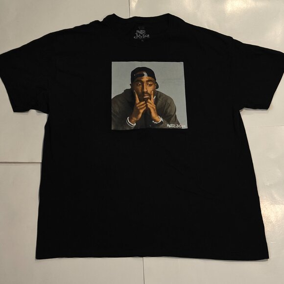 Tupac Graphic Tee Poetic Justice T-Shirt Black Size XL Columbia Pictures Rap - Picture 2 of 9